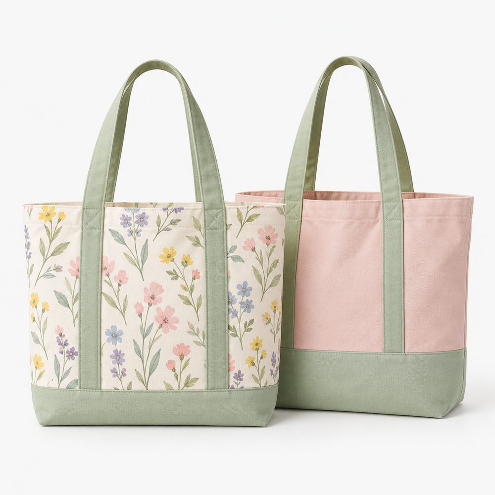 Floral print cotton canvas tote bags, sourced from India