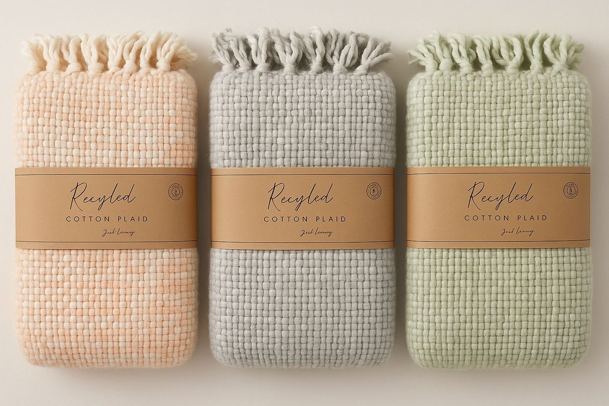 Recycled cotton woven throws with fringe, sourced from India